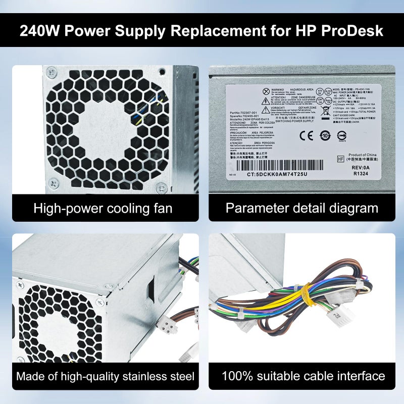 LXun Upgraded PS-4241-1HA 240W Power Supply Compatible with for HP ProDesk 400 600 800 G1 G2 SFF, 702307-001,702307-002, 751884-001, 751886-001 Power Supply - Image 5